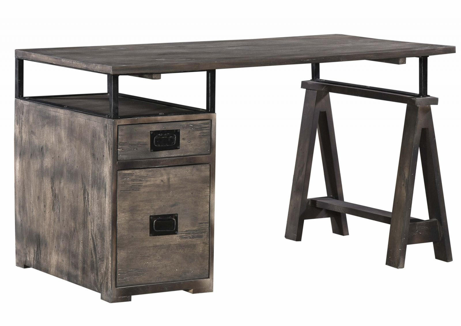 SCHREIBTISCH Mango 140x78x80 grau lackiert RAILWAY #229 - Grau, Holz (78/140/80cm) - Massivmoebel24