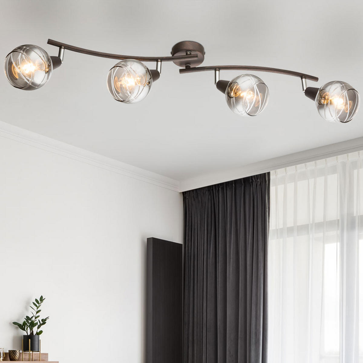 LED DECKENLEUCHTE ISLA Bronze Glas - Bronzefarben, Glas (70/31.5/21cm)