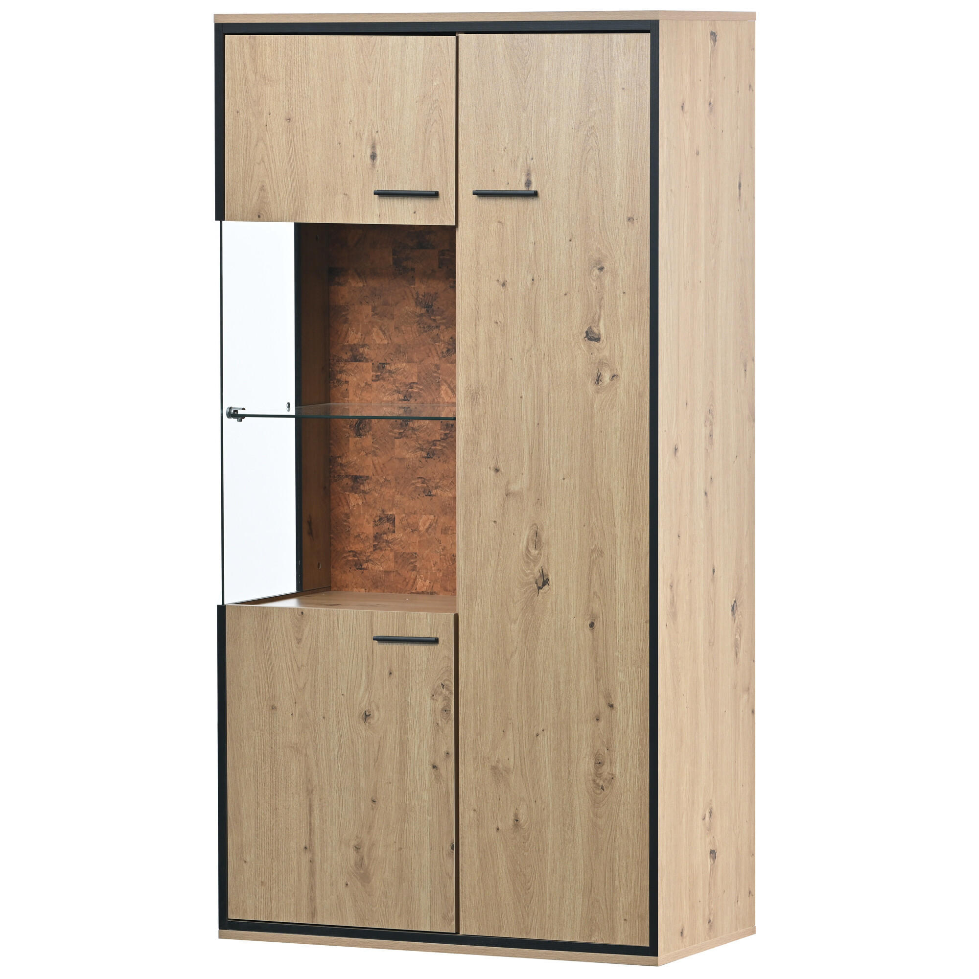VITRINE-BUFFET Holzeffekt 78/40/150 cm - Braun, Glas/Holzwerkstoff (40/150/78cm) - Urban Meuble