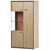 VITRINE-BUFFET Holzeffekt 78/40/150 cm - Braun, Glas/Holzwerkstoff (40/150/78cm) - Urban Meuble