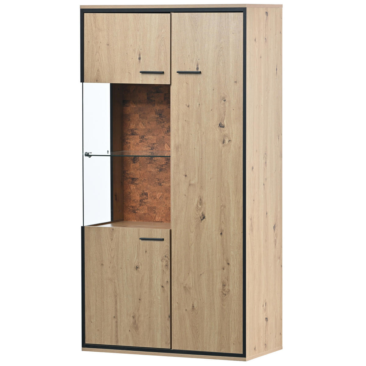 VITRINE-BUFFET Holzeffekt 78/40/150 cm - Braun, Glas/Holzwerkstoff (40/150/78cm) - Urban Meuble
