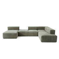 5-SITZER modulares Wohnlandschaft U XXL HEAVEN SET 6 Rechts, Breite 375 cm Webstoff Grün - Schwarz/Grün, Holz/Kunststoff (245/73/375cm) - Muffo