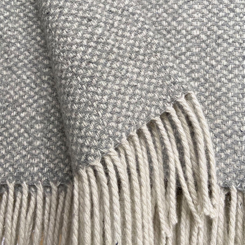 WOLLDECKE Recycelt Struktur Grau 131x170 - Grau, Textil (131/170cm) - Malagoon