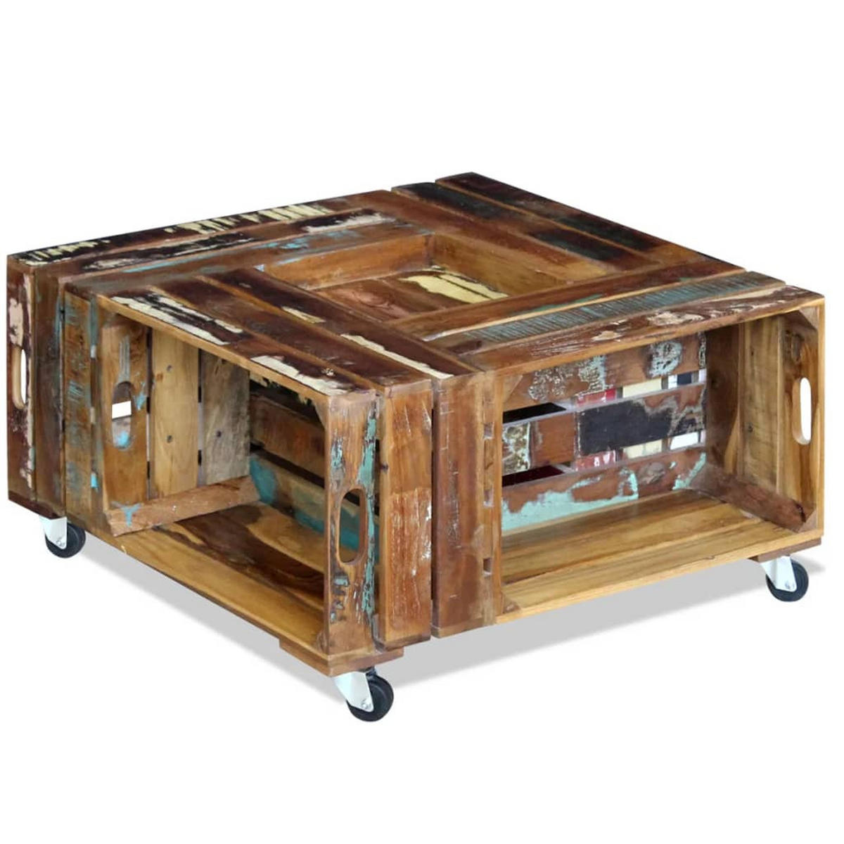 COUCHTISCH Altholz Massiv 70x70x35 cm - Multicolor, Holz (70/70/35cm) - furnicato