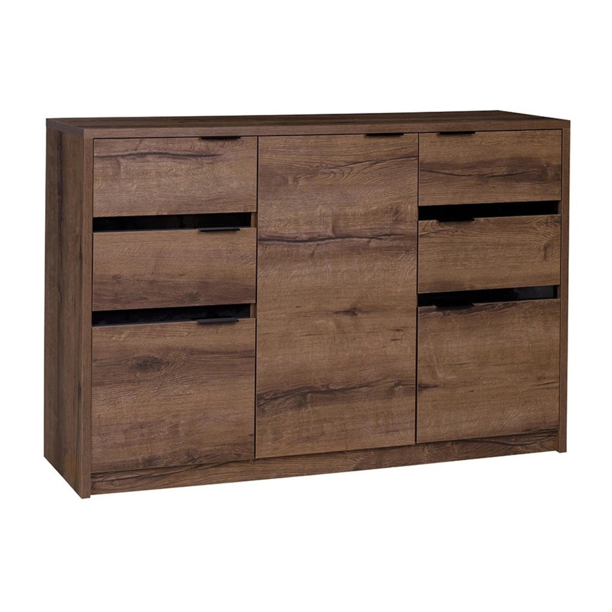 SIDEBOARD Martin 135 cm breite - Schwarz Hochglanz/Schwarz, Holzwerkstoff/Metall (135/90/40cm) - Ravio