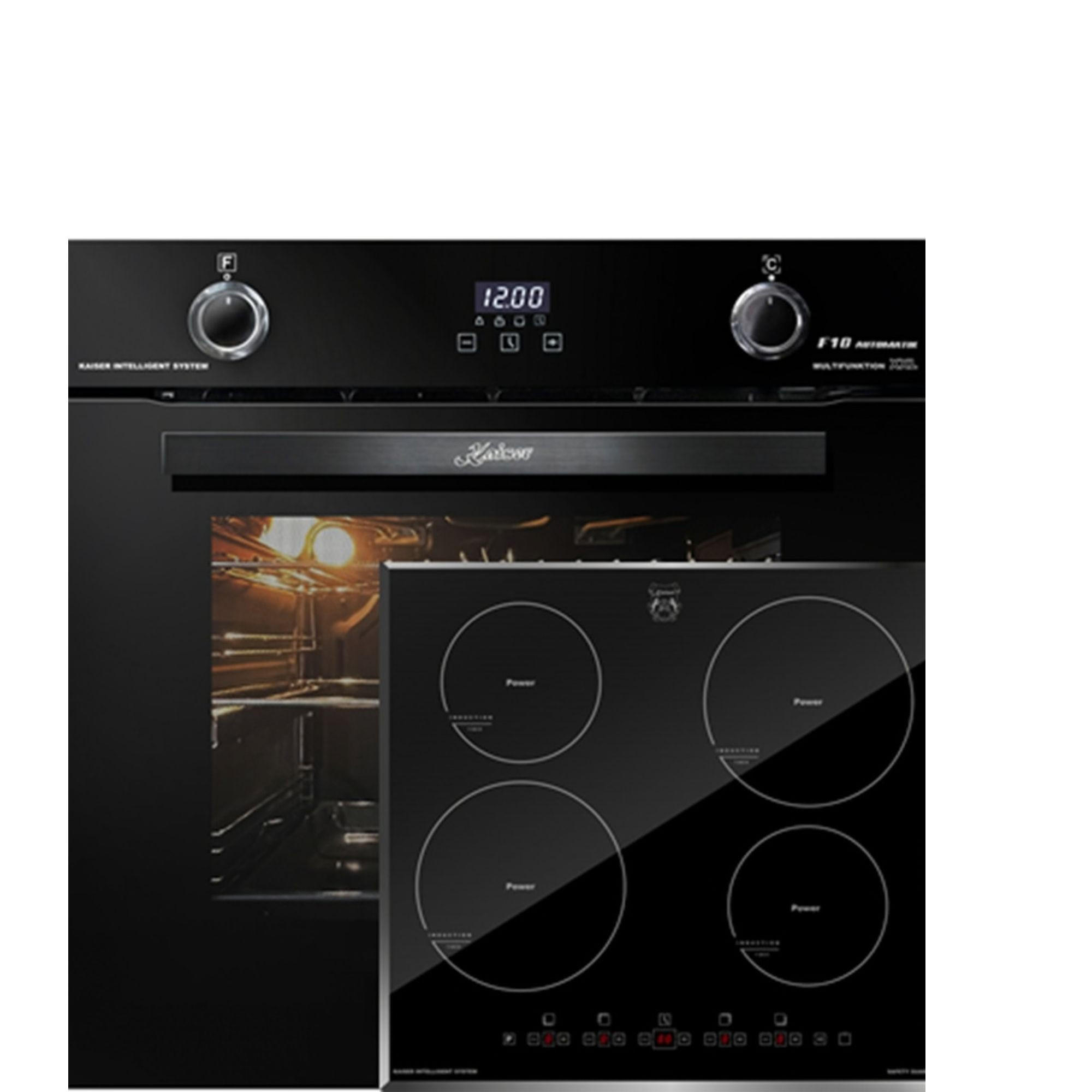 ELEKTRO-BACKOFEN cm EH 6367+KCT 6105 FI Induktions-kochfeld 60 cm - Schwarz, Metall (59.4/59.4/54.3cm) - Kaiser Küchengeräte