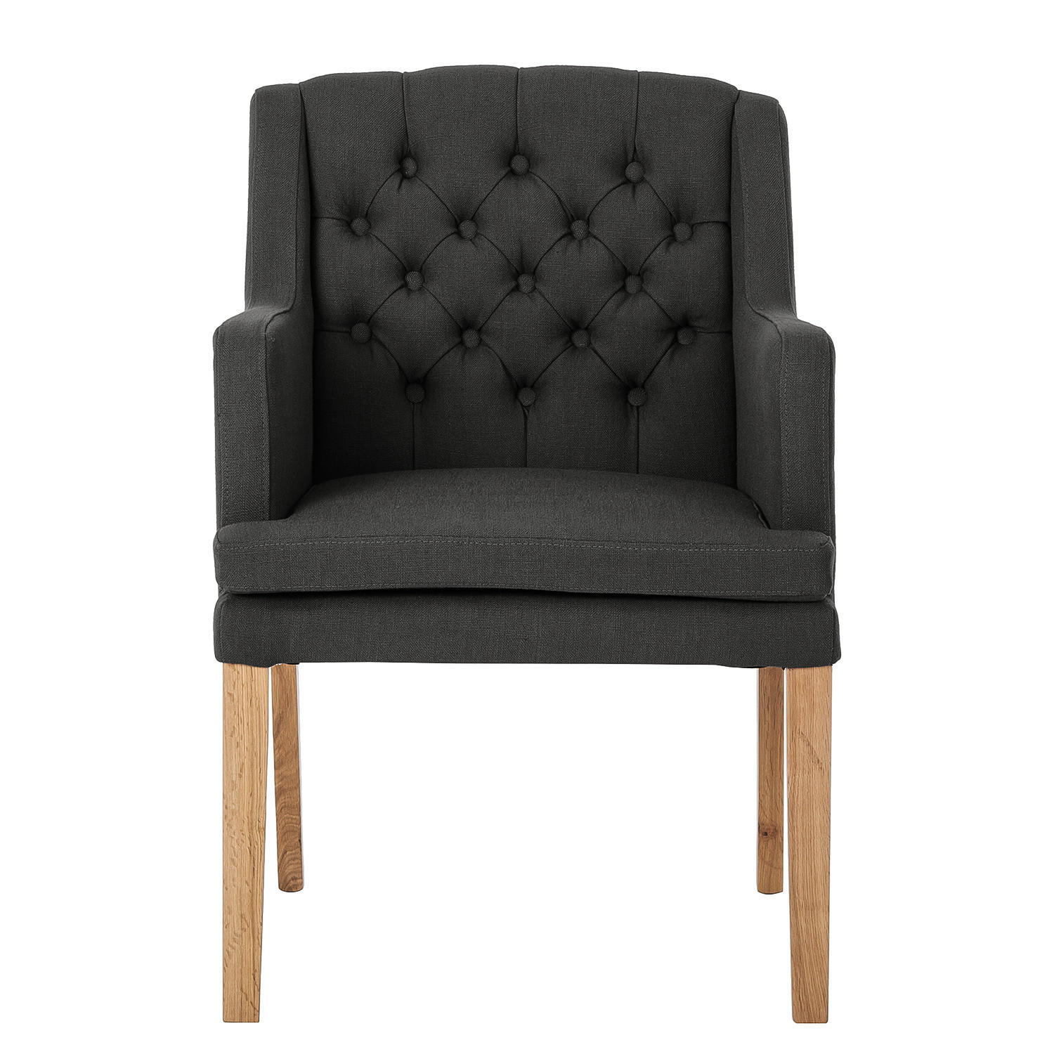 ARMLEHNENSTUHL - Webstoff - Dunkelgrau, Textil (60/87/67cm) - home24