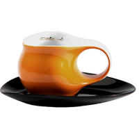 ESPRESSO Tasse mit Untertasse orange / schwarz - Multicolor/Orange, Keramik (0.1L) - Luigi Colani Porzellan