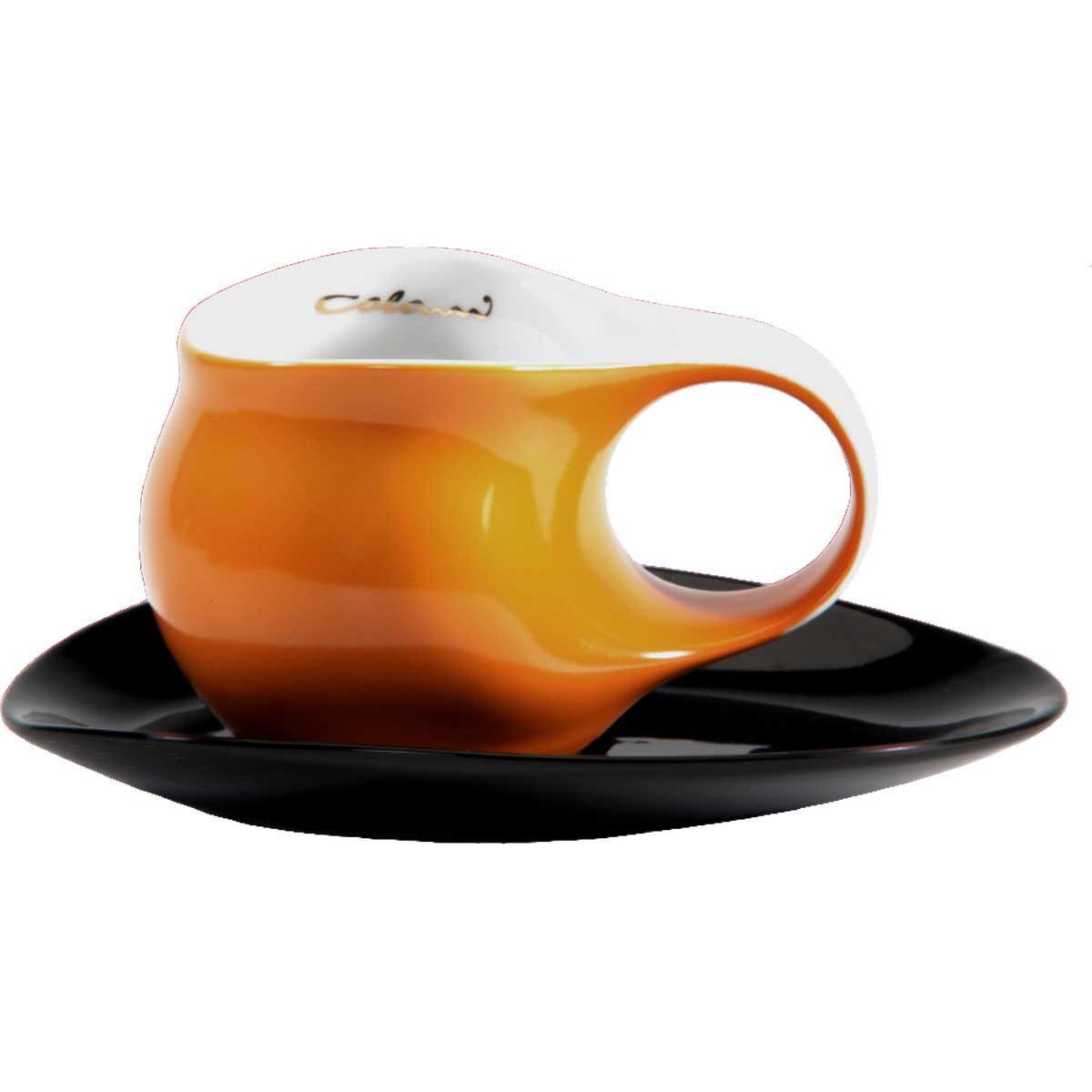 ESPRESSO Tasse mit Untertasse orange / schwarz - Multicolor/Orange, Keramik (0.1L) - Luigi Colani Porzellan