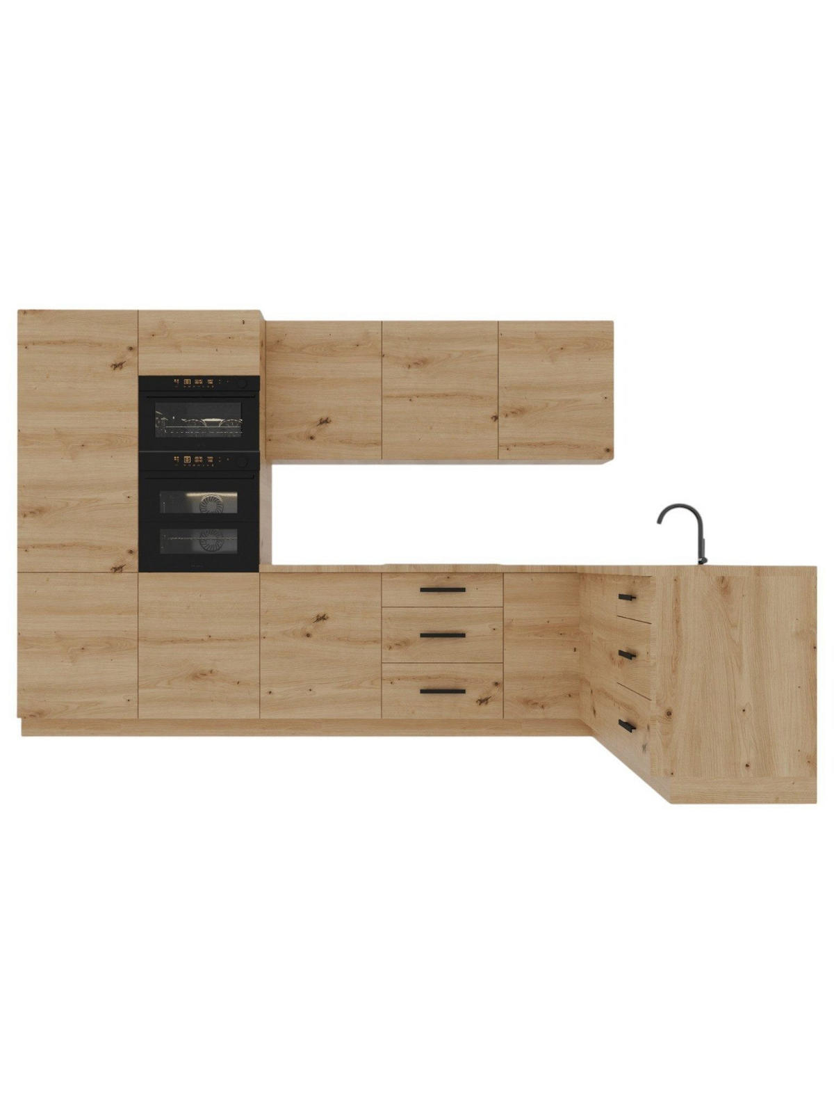 ECKKÜCHE 330 x 210 cm – Nexa K100-G330 – in Woodline / Matt - Schwarz/Eiche Artisan, Holz/Metall (330/212/58cm) - ROYAL24_MARKT