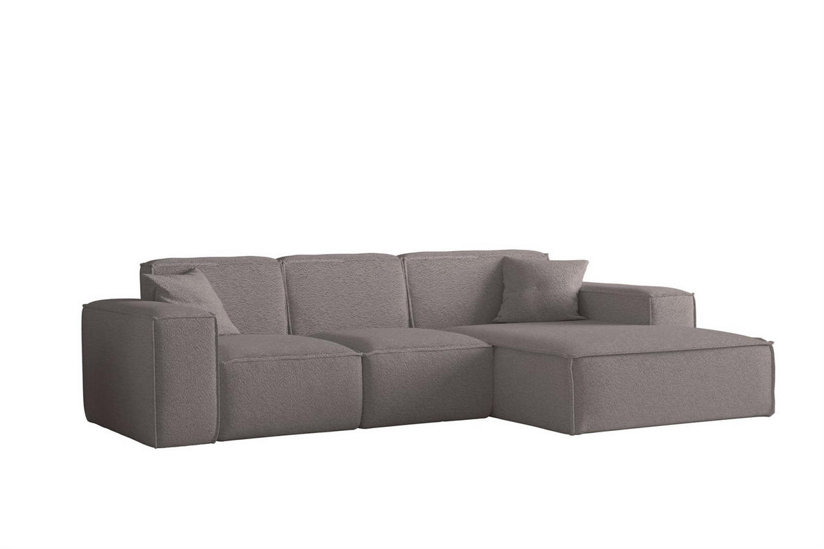 ECKSOFA Ottom Celes Premium Ascot Bukla - Taupe, Holzwerkstoff/Textil (266/165cm) - Fun Möbel