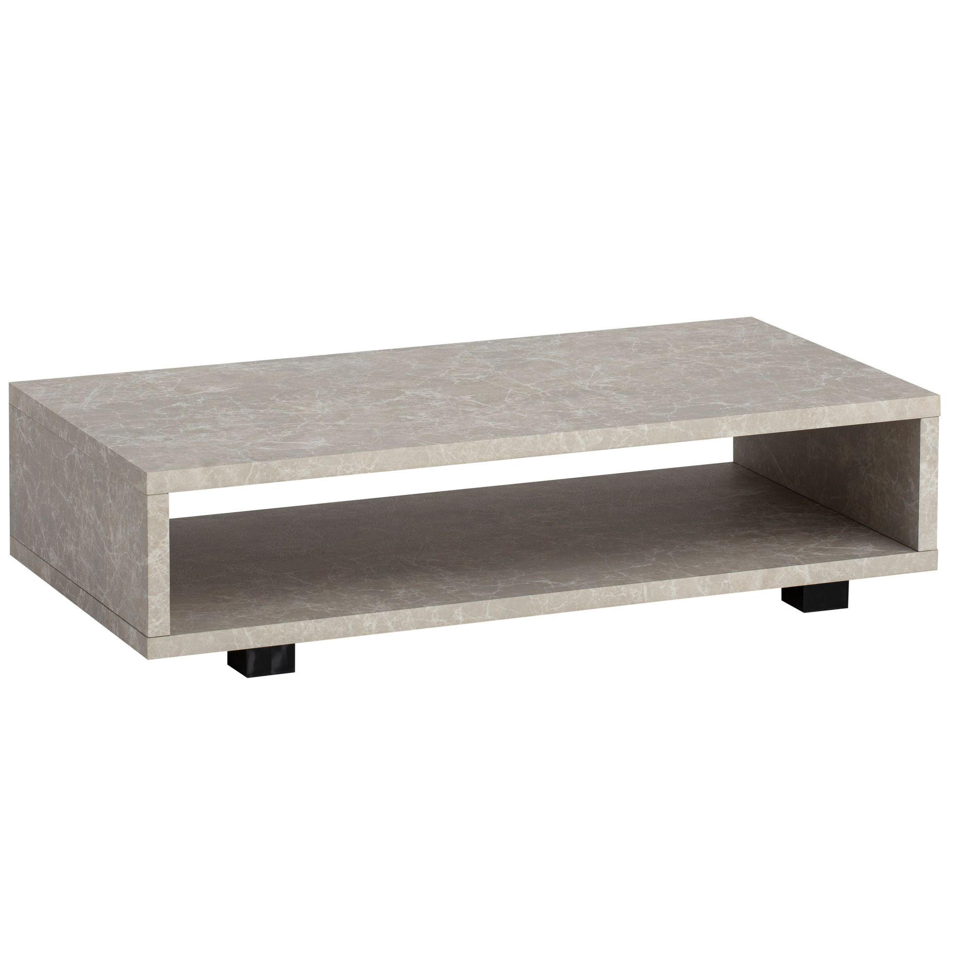 COUCHTISCH in Stein-Optik Modern mit Stauraum Rechteckig Schlicht, Beige 100x50x25 cm - Beige/Schwarz, Kunststoff (50/100/25cm) - KADIMA DESIGN