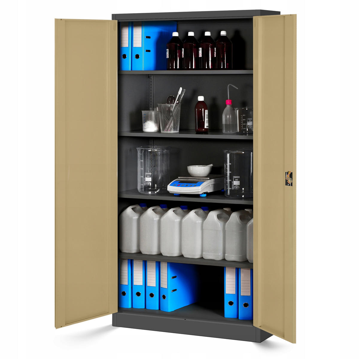 AKTENSCHRANK JAN H - Anthrazit/Braun, Metall (90/195/40cm) - Jan Nowak