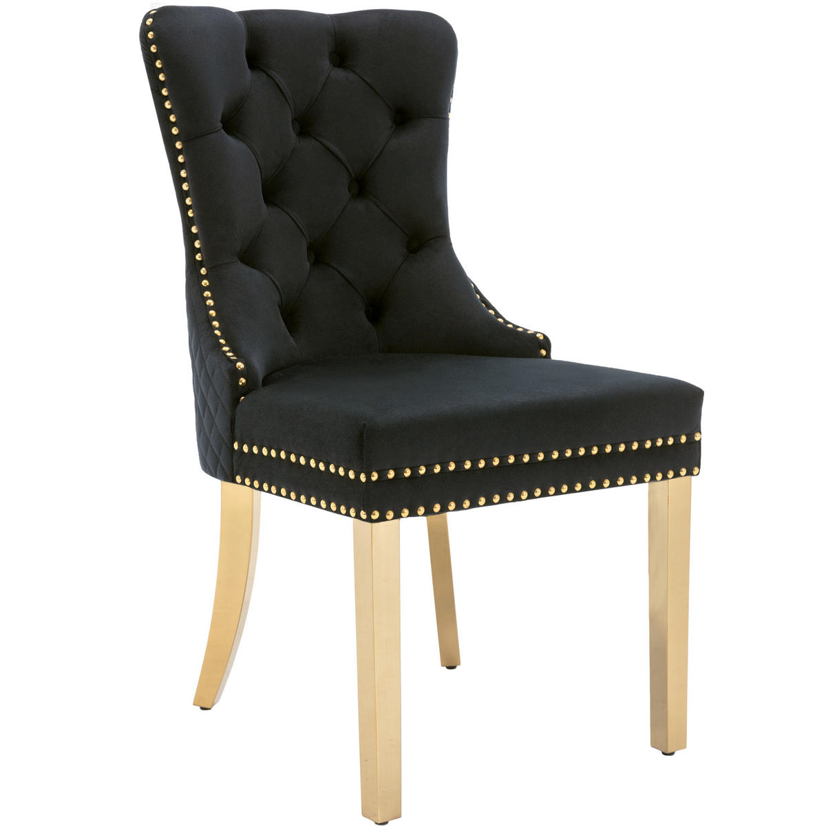 ESSZIMMERSTUHL 2er-Set, Schwarz/Gold, Samt, Ringgriff - Schwarz, Textil (45/95/50.5cm)