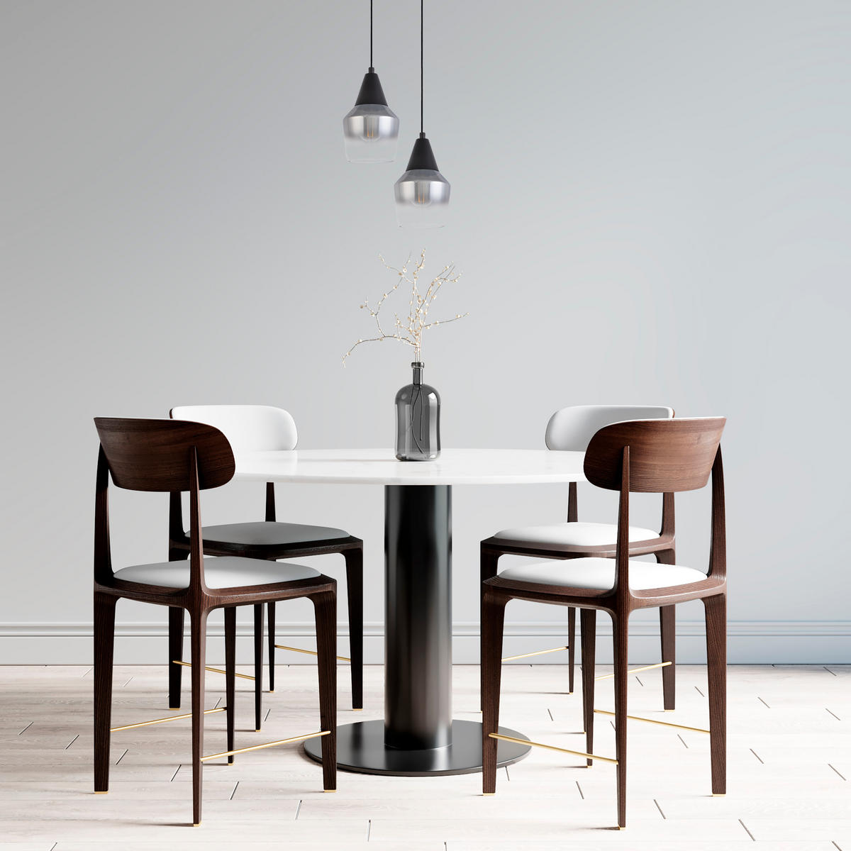 PENDELLEUCHTE Diana - Chromfarben/Schwarz, Metall (13.7/13.7/21.1cm) - Paco Home