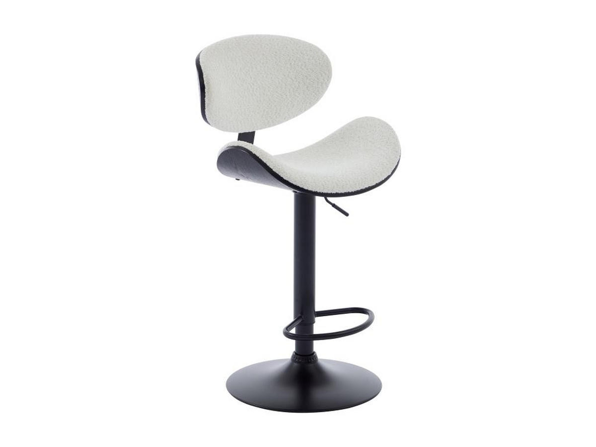 BARHOCKER 2er-Set höhenverstellbar - Bouclé-Stoff, Eschenfurnier & Metall - Weiß & Schwarz - MONTENEGRO - Schwarz, Textil (46/111/49.5cm) - Vente-Unique