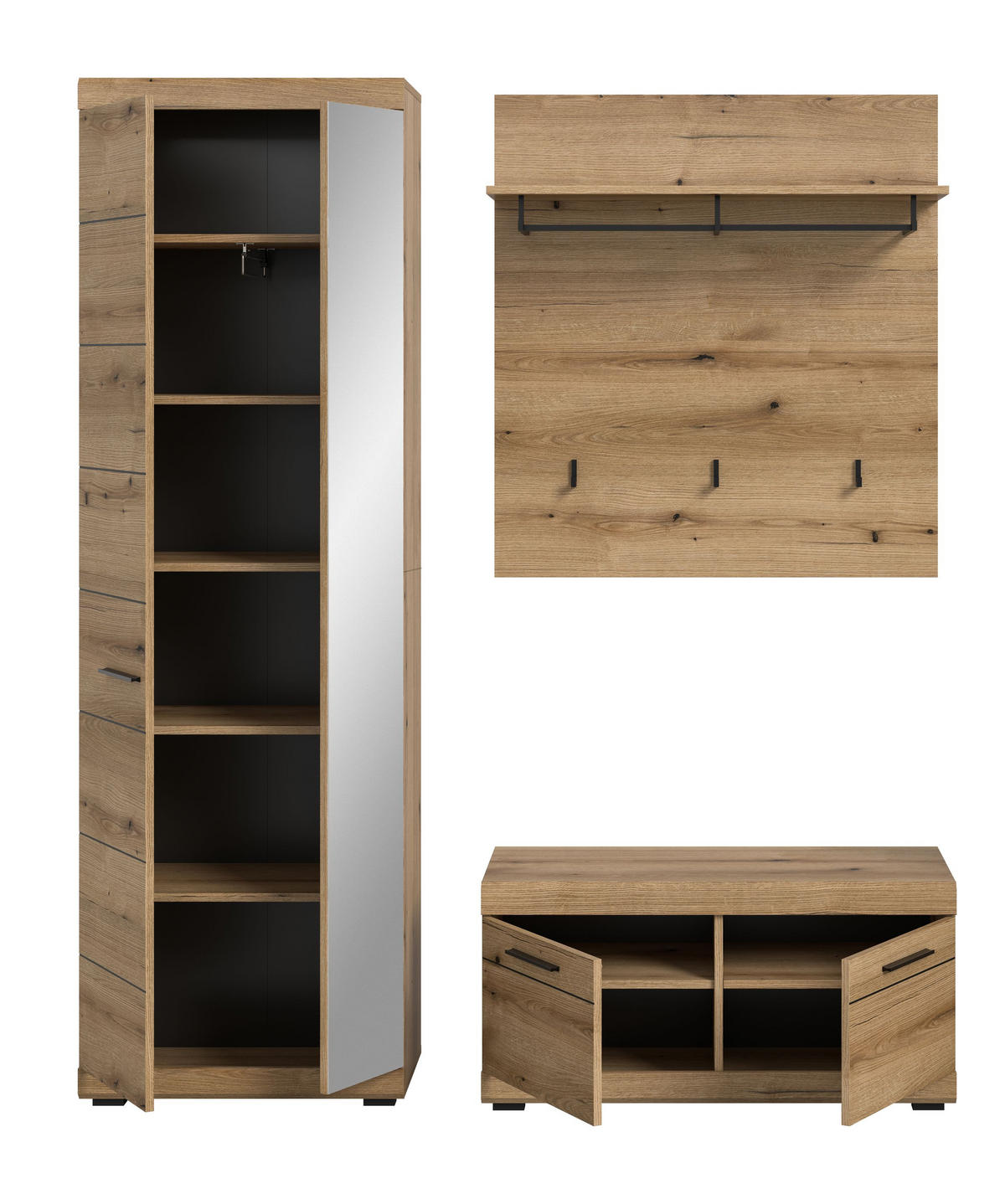 GARDEROBEN-SET SCOUT 3-tlg. (B/H/T: ca. 167/197/40 cm) in Evoke Oak Nachbildung/Evoke Oak Nachbildung - Eichefarben, Holzwerkstoff (167/197/40cm)