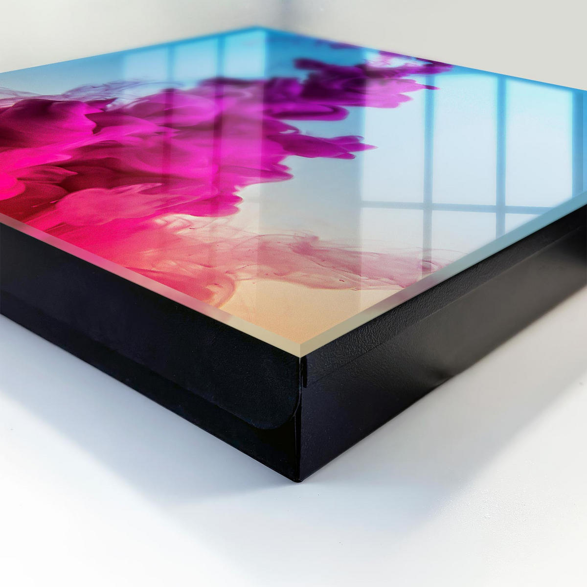 SCHLÜSSELBOX Schwarz 30x30 cm- Türöffnung nach rechts - Farbenfrohe Dynamik - Pink, Metall (30/30/5cm) - TULUP