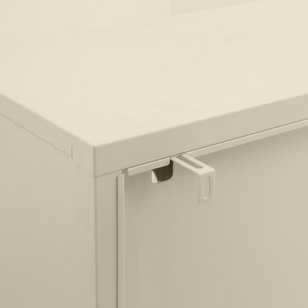 SIDEBOARD Metall 4 Türen Beige und Geriffeltes Glas 140cm ELIO - Beige, Metall (35/90/140cm) - Sicaan