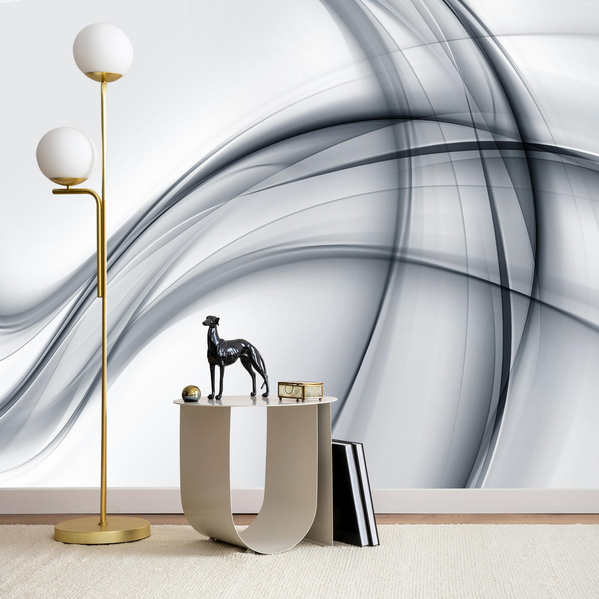 FOTOTAPETA Pre Obývaciu Izbu Abstraktné Sivé Línie Moderný Vzor 500 x 350 cm - čierna/sivá, papier (500/350cm) - Muralo