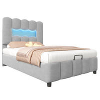 POLSTERBETT mit Stauraum und LED 90x200 cm Samt Grau - Grau, Metall (90/200cm) - Meubliv