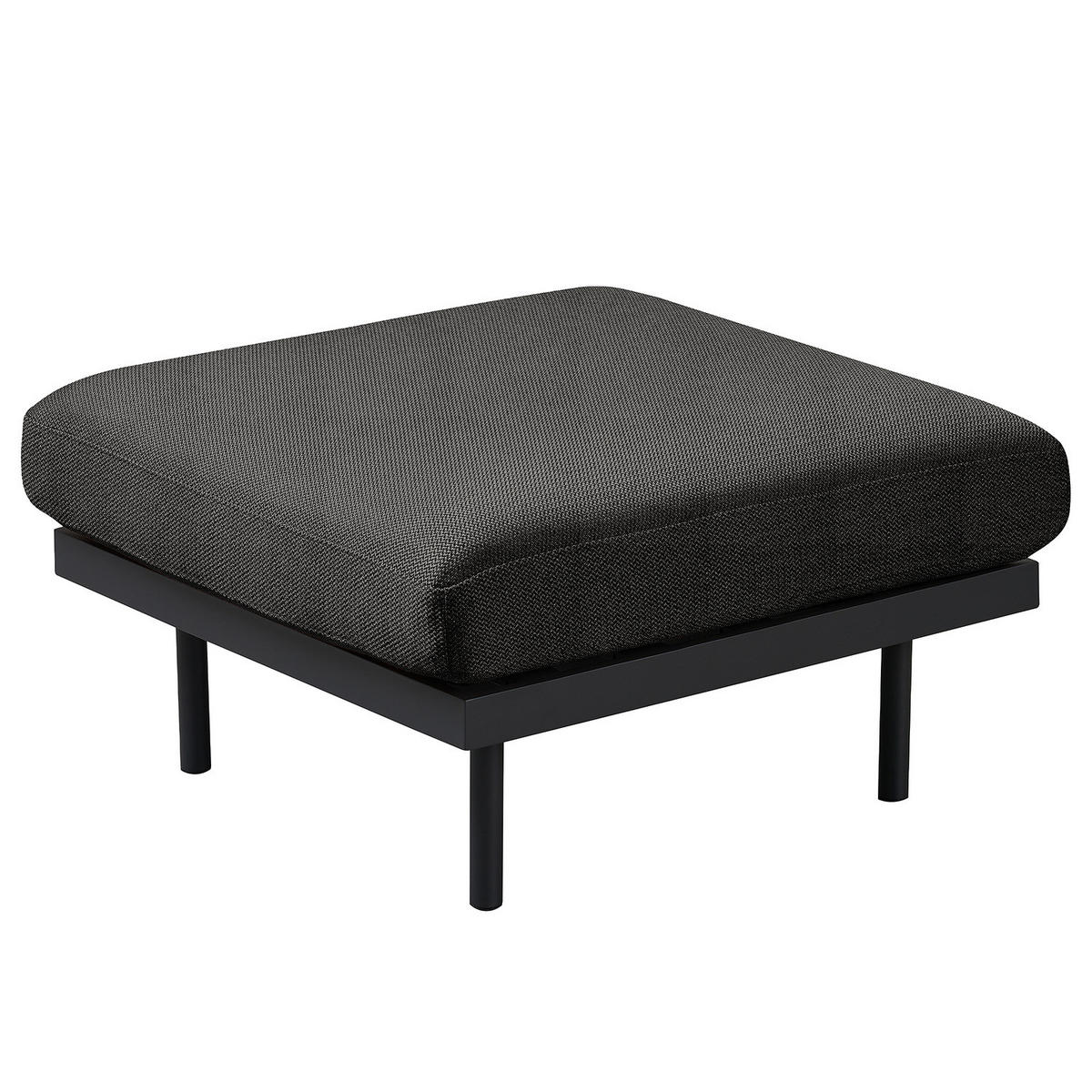 OUTDOOR-HOCKER - Schwarz, Textil/Metall (77/44/77cm) - home24
