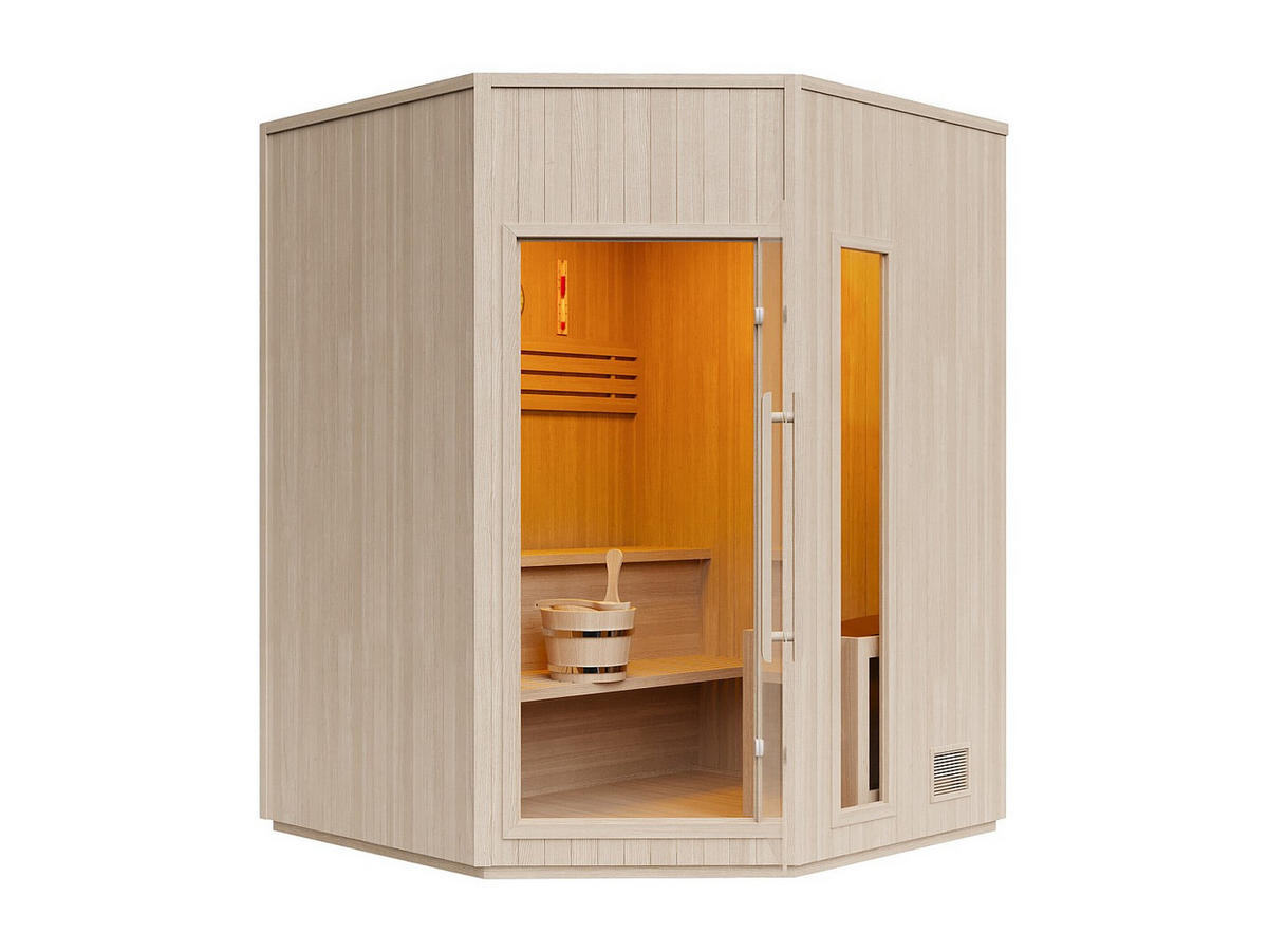 FINNISCHE Sauna - 6 Personen - Holz, Platte - Naturfarben Hell - - Naturfarben, Holz (180/210/180cm) - Vente-Unique