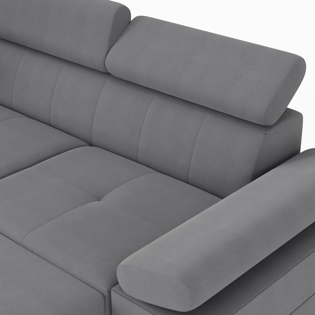 ECKSOFA VENTO Links Ecru Velours Easy Clean L-Form Couch mit Schlaffunktion & Bettkasten - Ecru/Schwarz, Holz (190/261cm) - Barchello