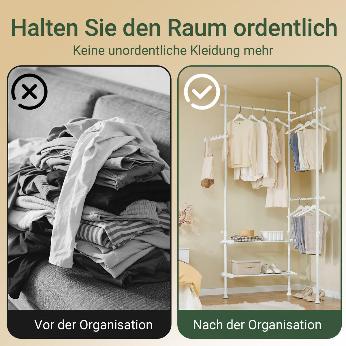 TELESKOP GARDEROBEN SYSTEM Weiß - Weiß, Kunststoff (198/285/1cm) - SoBuy