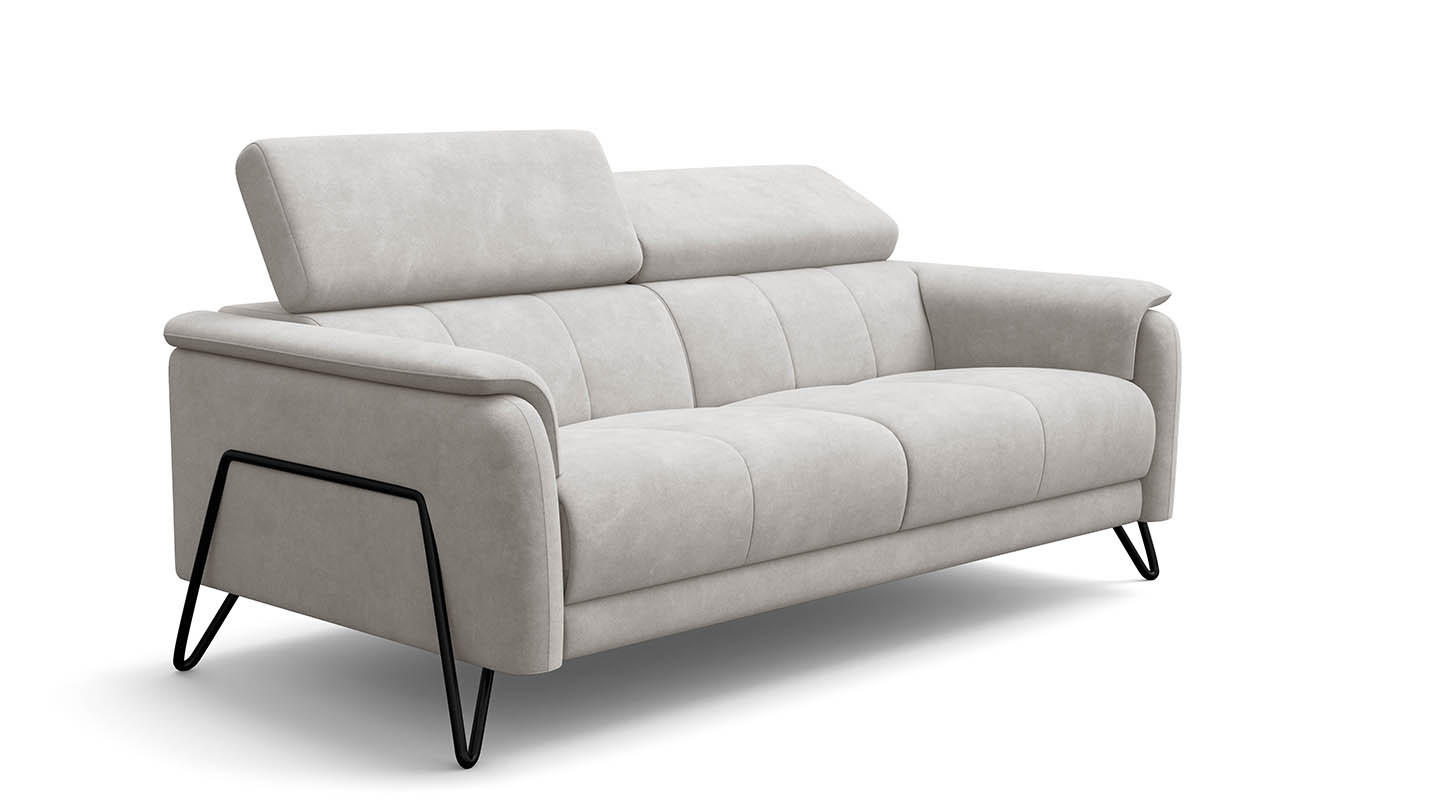 SOFA RODEN 3-Sitzer, creme, Veloursstoff - Creme, Holz/Textil (194/82/103cm) - Wozimo