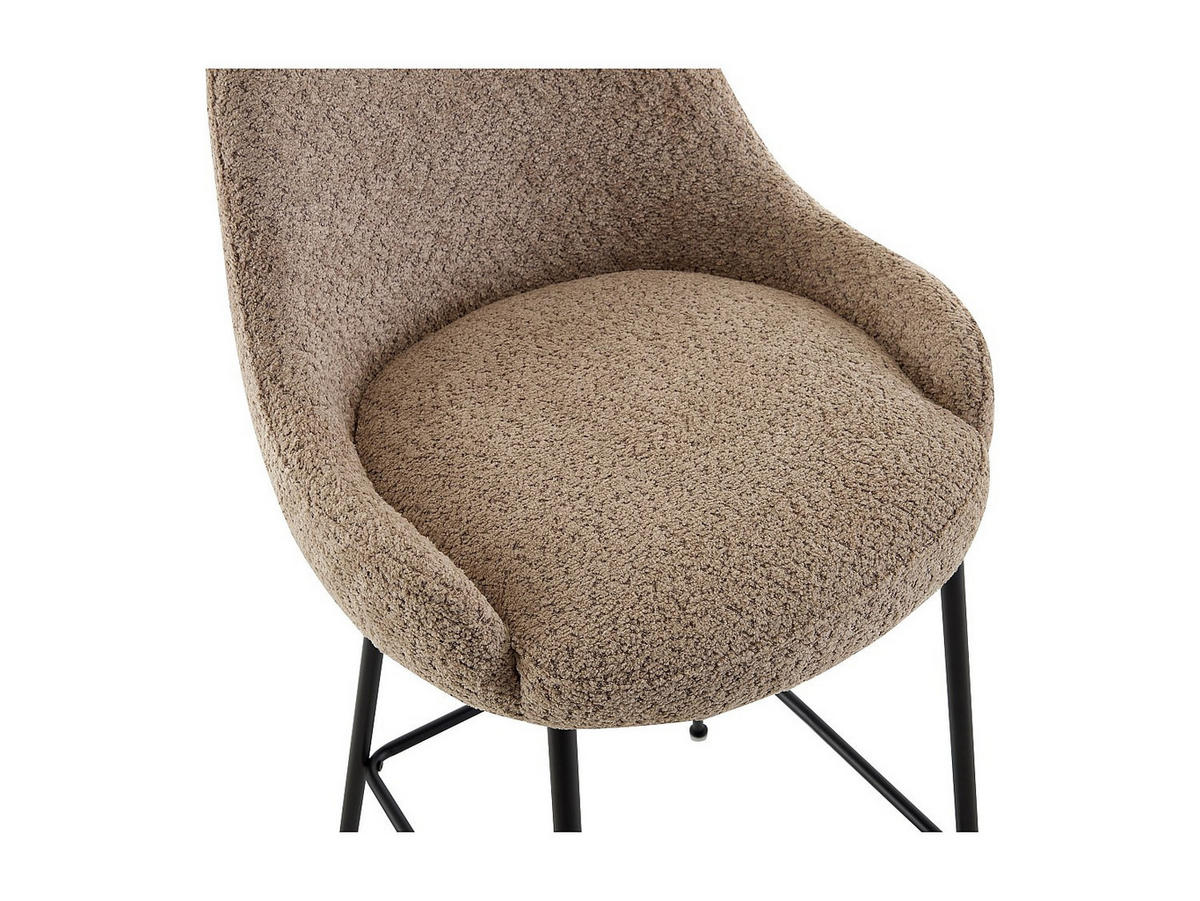 BARHOCKER 2er-Set - Bouclé-Stoff & schwarzes Metall - Taupe - TOYBA - Braun, Textil (52/97/58cm) - Vente-Unique