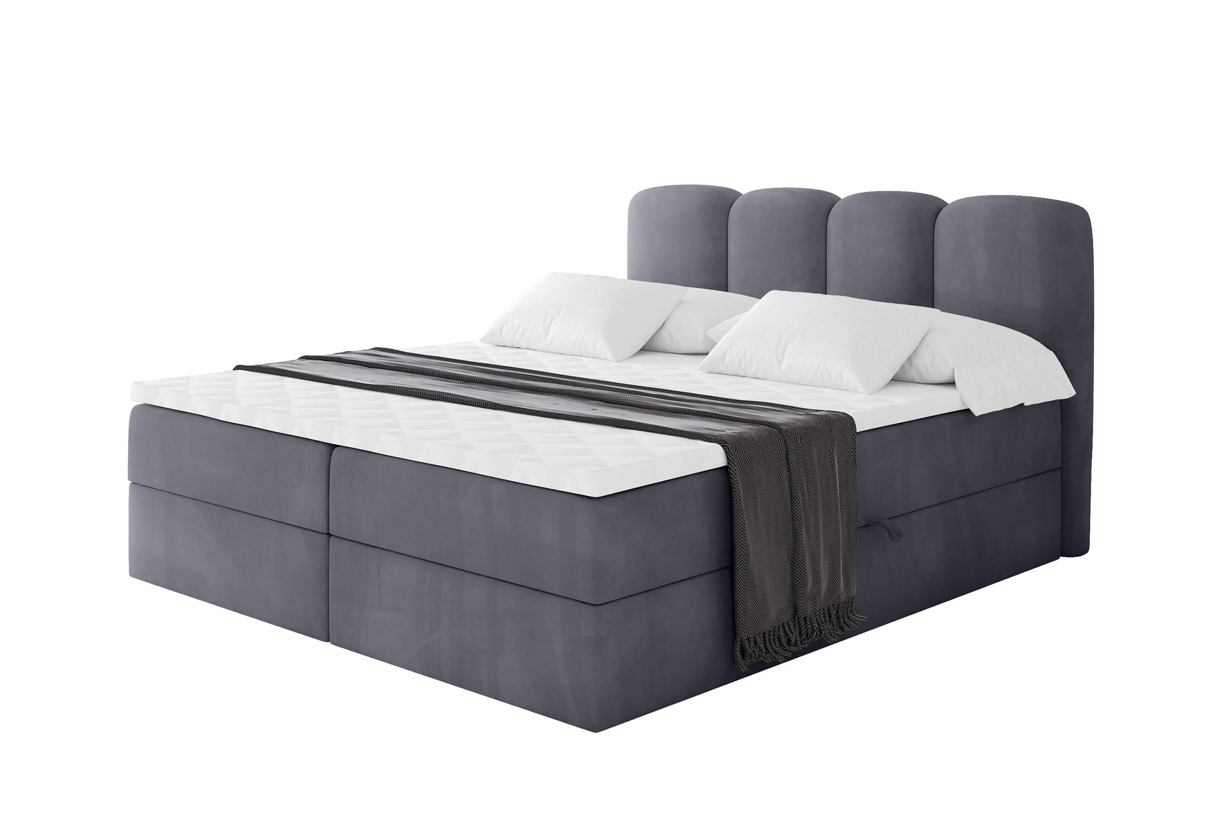 BOXBETT mit Matratze H4 und Lattenrost - NINA - 140x200 cm Casablanca - Dunkelgrau - Dunkelgrau, Holzwerkstoff (140/200cm) - ALTDECOR