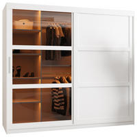 SCHWEBETÜRENSCHRANK 200/200/62 2-türig - Silberfarben/Weiß, Holz/Kunststoff (200/200/62cm) - Abiks Möbel