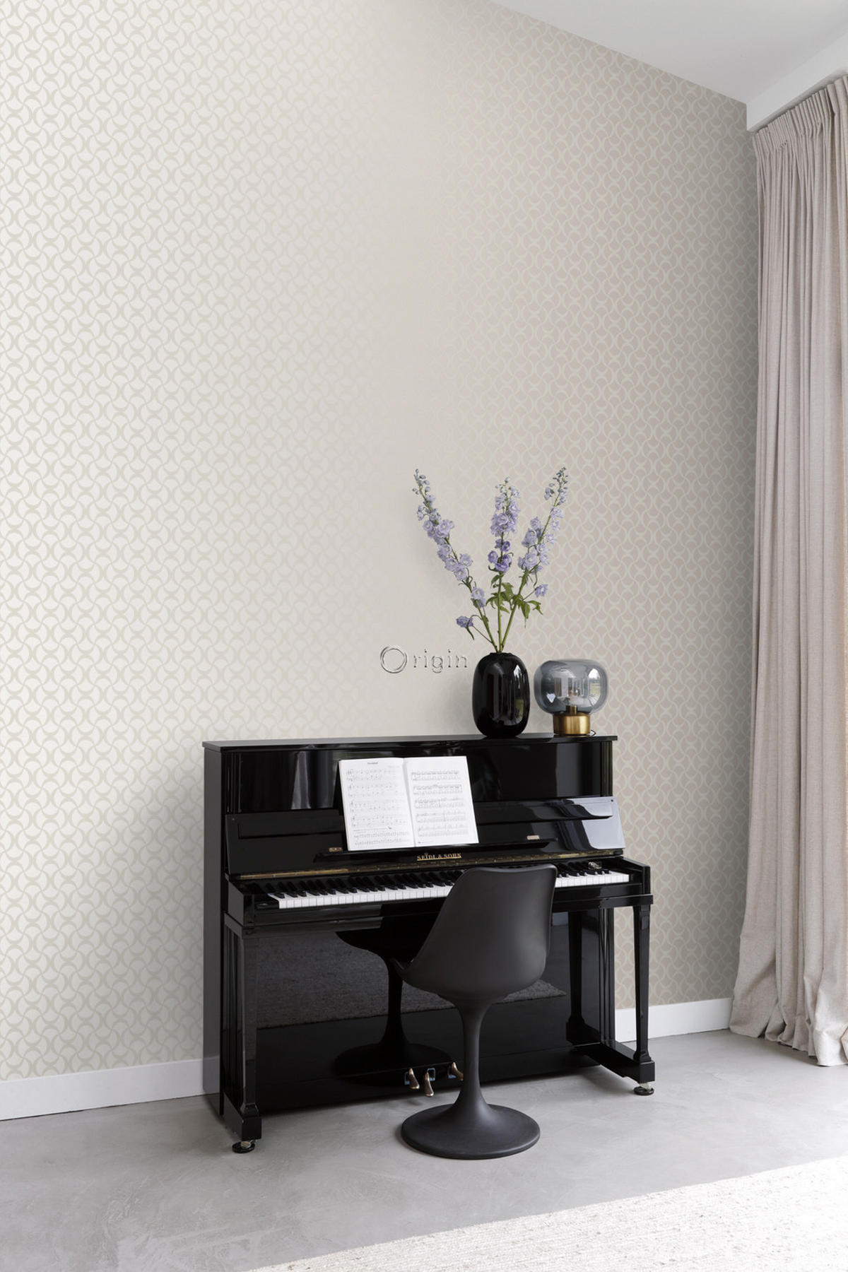 TAPETE grafisches Muster 53 cm x 10.05 m - Grau, Papier (53/1000cm) - Origin Wallcoverings