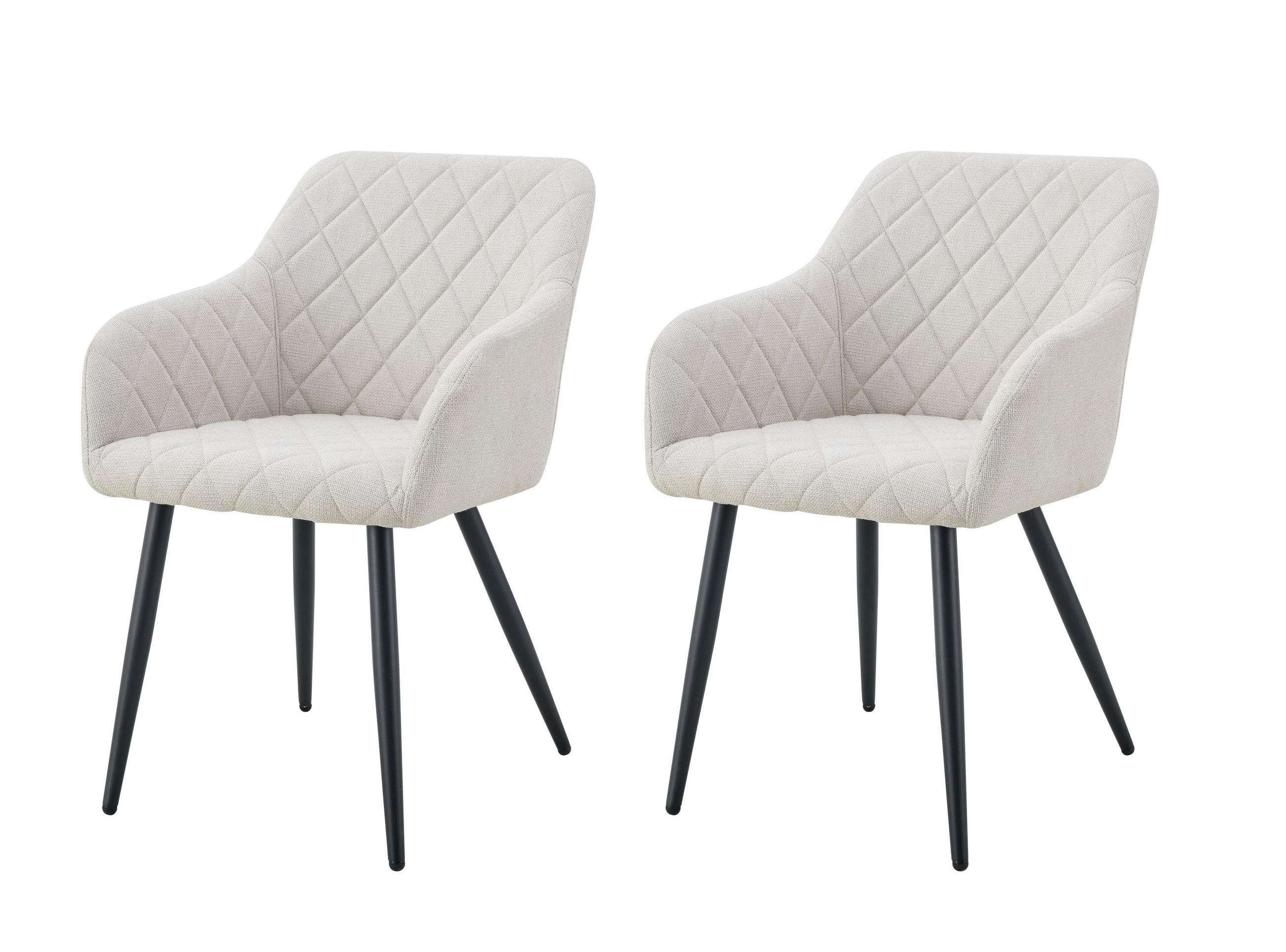 STUHL 2er Set Oslo Stühle in Creme - gemütliches Design - Top Qualität B/H/T: 56x83x60 cm - Creme, Textil (60/83/56cm)