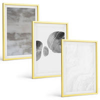 BILDER SET 3er Set - 40x60 cm Goldrahmen - Abstrakte moderne Strukturen - Goldfarben, Kunststoff (40/60cm) - TULUP