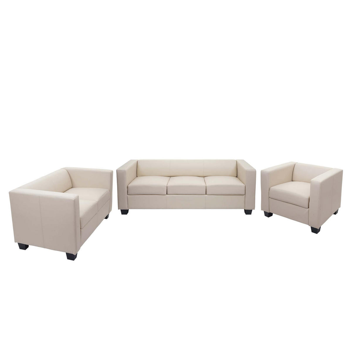 3-2-1 SOFAGARNITUR Cremeweiß - Weiß, Leder (400/70/300cm) - MCW