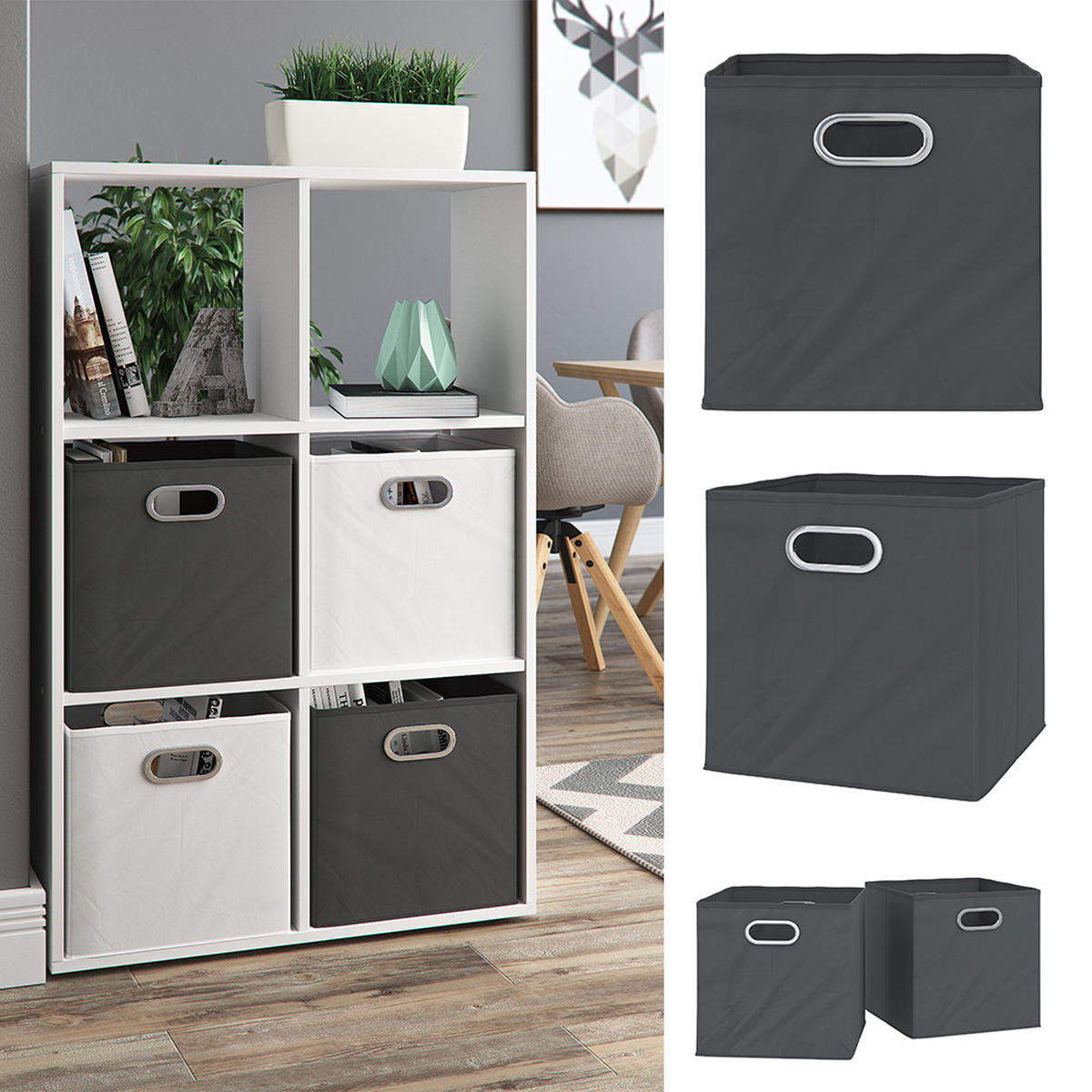 FALTBOX Anthrazit 30 x 30 cm 2er Set - Anthrazit, Wellpappe (30/30/30cm) - Vicco