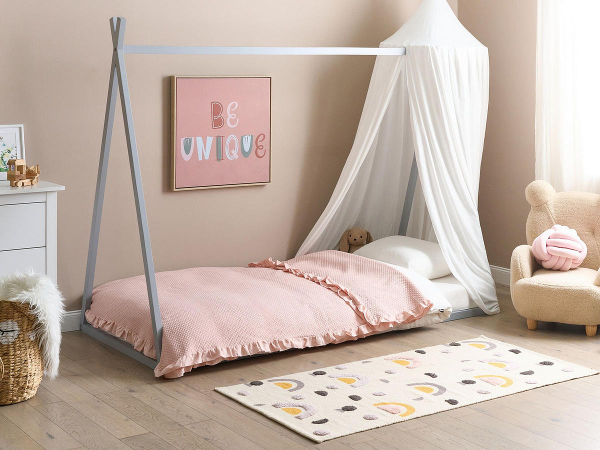 KINDERBETT Grau 90-200 cm Saurat - Grau, Holz (90/200cm) - Beliani