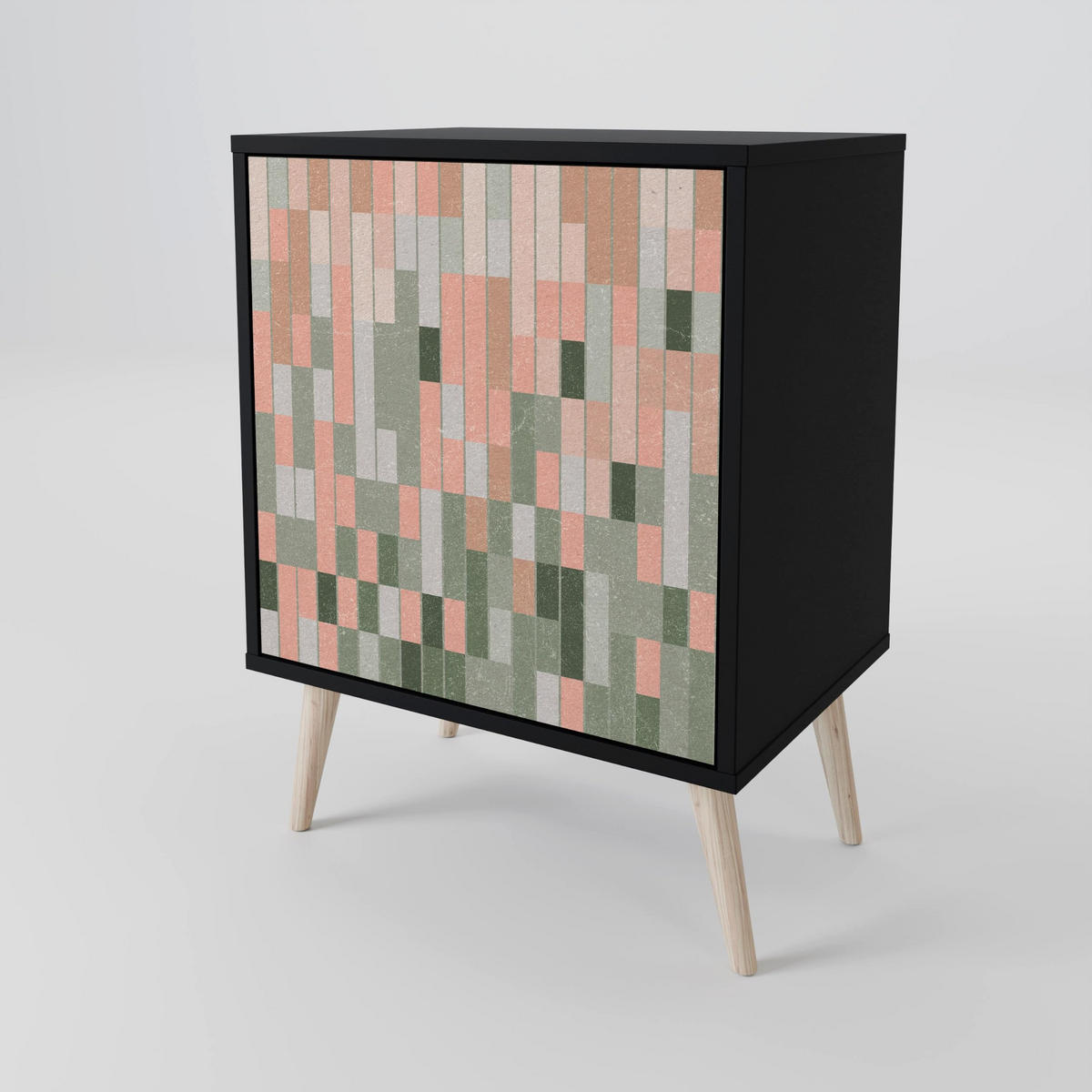 SIDEBOARD BUILDING THE FUTURE, Schwarz, 57,5x42x70,5 cm, Schwarze Metall-Sternfüße - Multicolor/Schwarz, Holzwerkstoff/Metall (57.5/70.5/42cm) - SpaceRebels