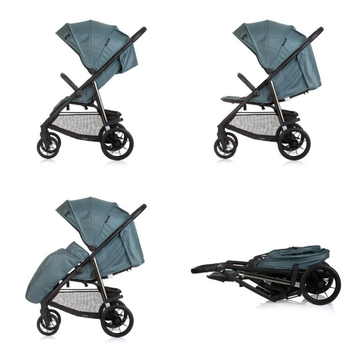 KINDERWAGEN Insta grün Fußabdeckung, Federung, Korb, Gurt, klappbar - Grün, Metall (87/53/105cm) - Chipolino