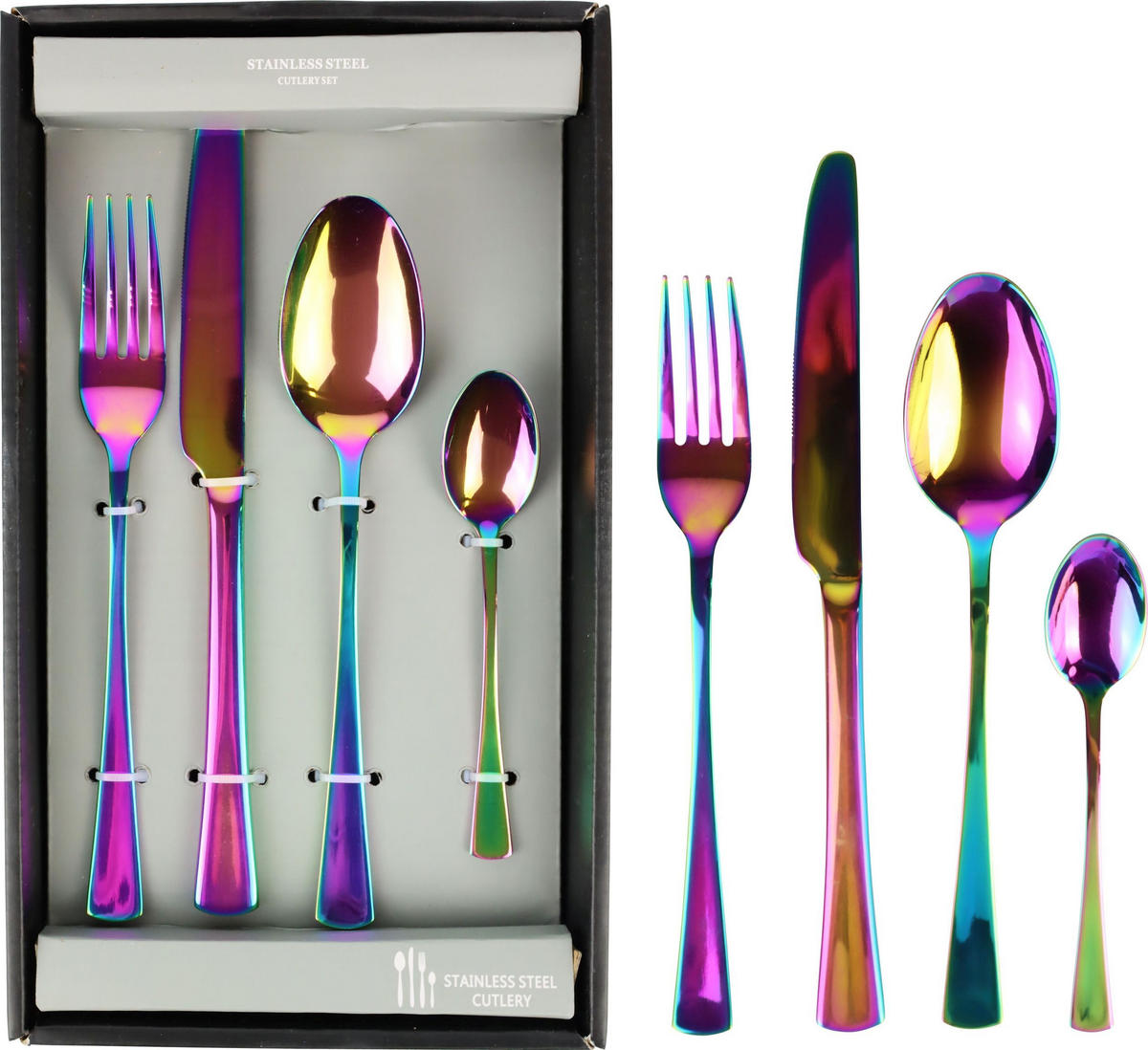 BESTECKSET Rainbow 24-tlg. - Multicolor, Metall - FURNARO