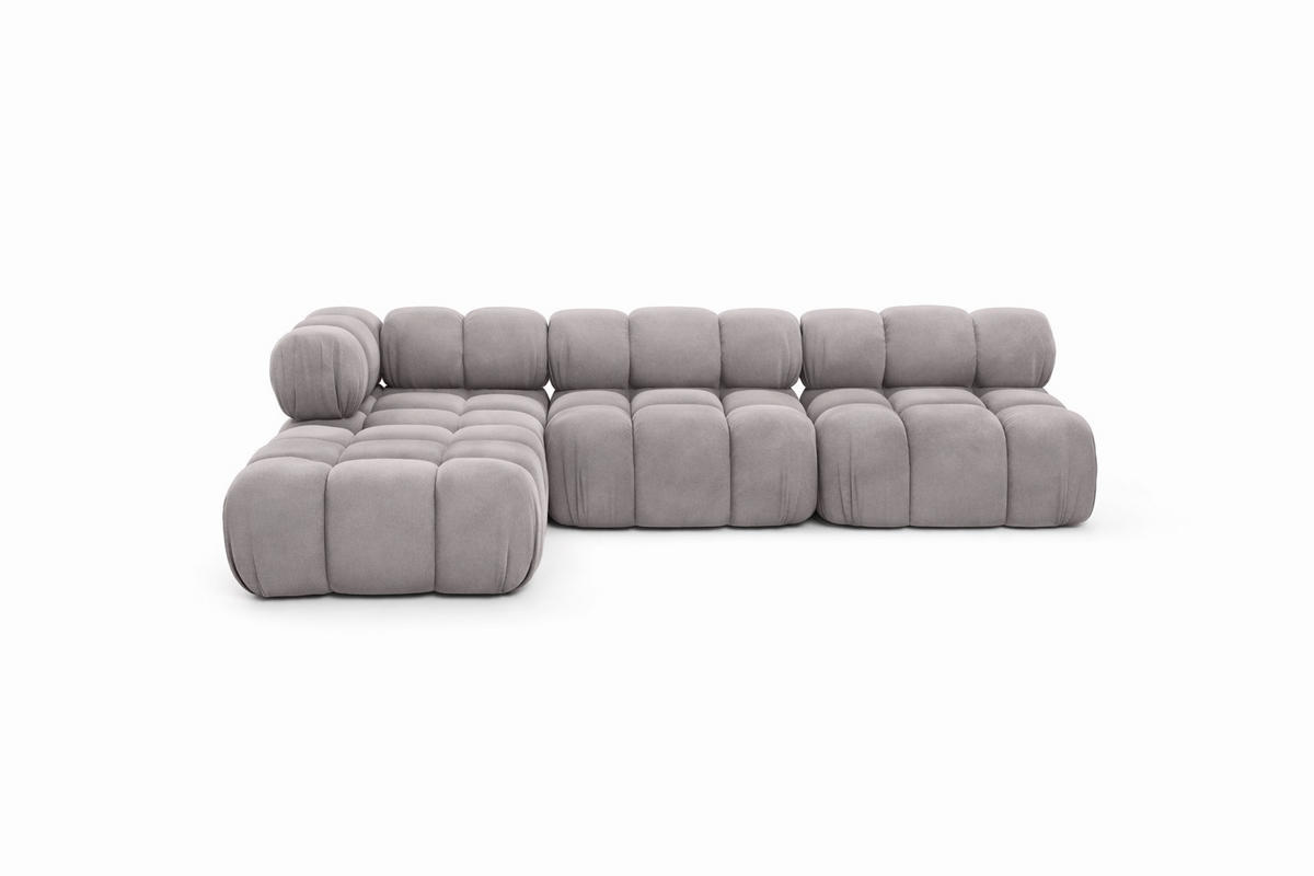 ECKSOFA L-Form Modulare, Veloursstoff Salvador, Grau, Links, Selia - Grau, Holz (285/160cm) - Kaiser Möbel