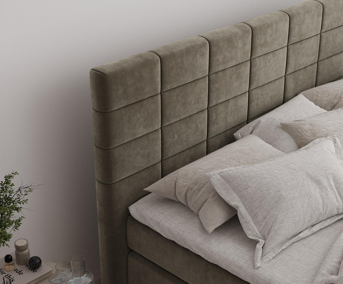 BOXSPRINGBETT Ava Taupe 140/200 cm - Taupe/Schwarz, Holz/Holzwerkstoff (140/200cm) - Maison de Reve