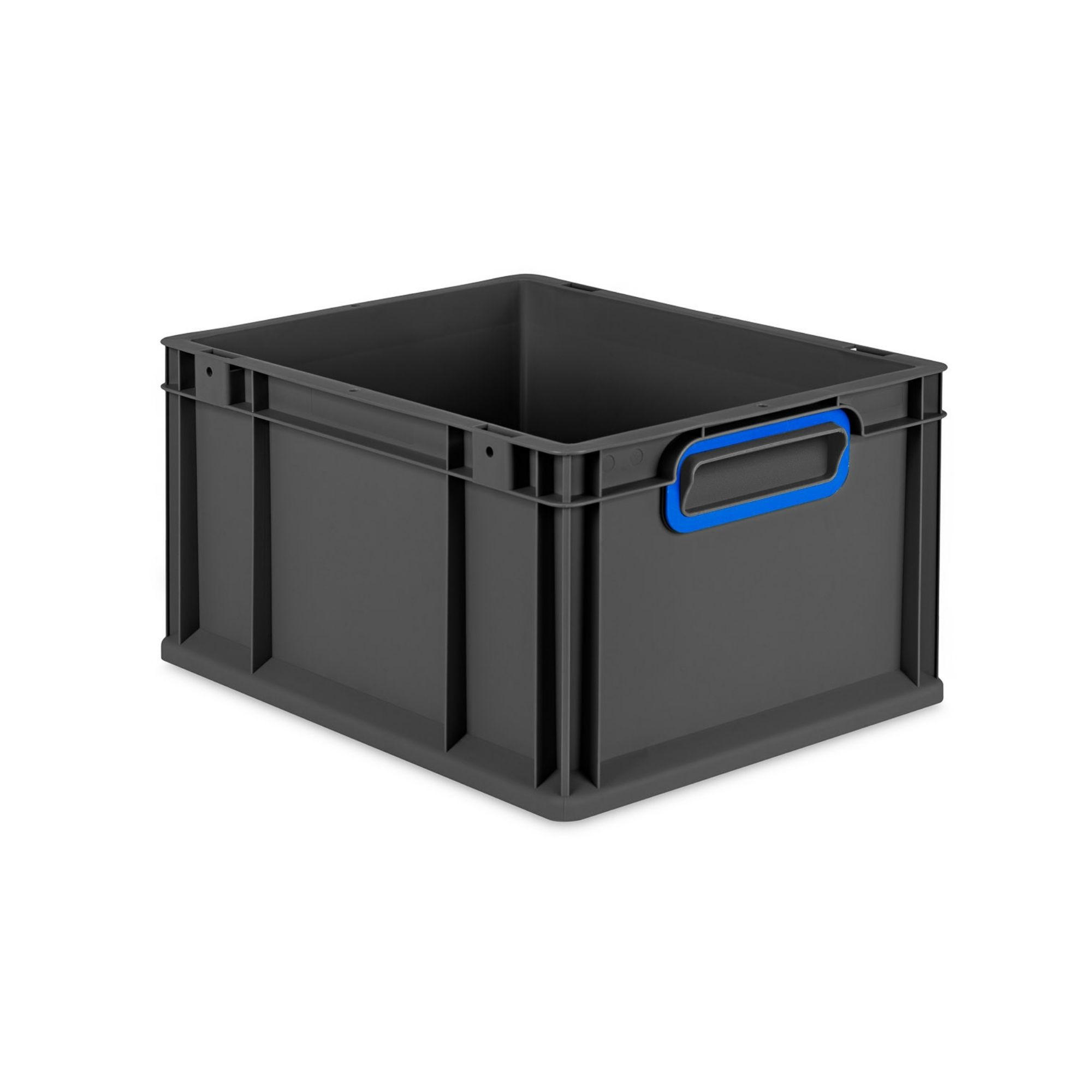 EUROBOX NextGen Color 22x30x40 cm 20 Liter Griffe blau zu, Schwarz - Blau/Schwarz, Kunststoff (30/22/40cm) - PROREGAL