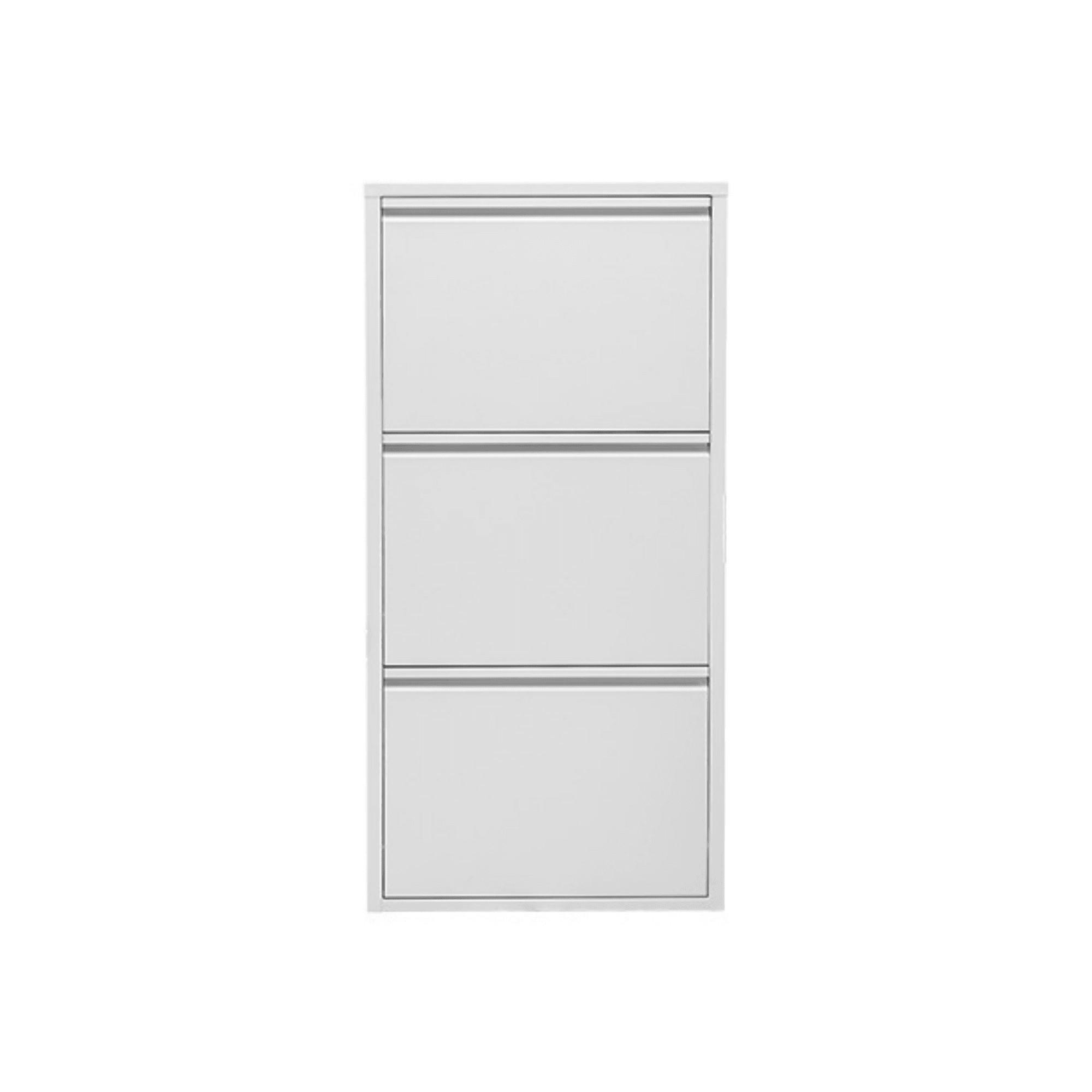SCHUHSCHRANK schmal Metall mit Magnet 3 Klappen Weiß - Weiß, Metall (50/103/15cm) - Gowoll