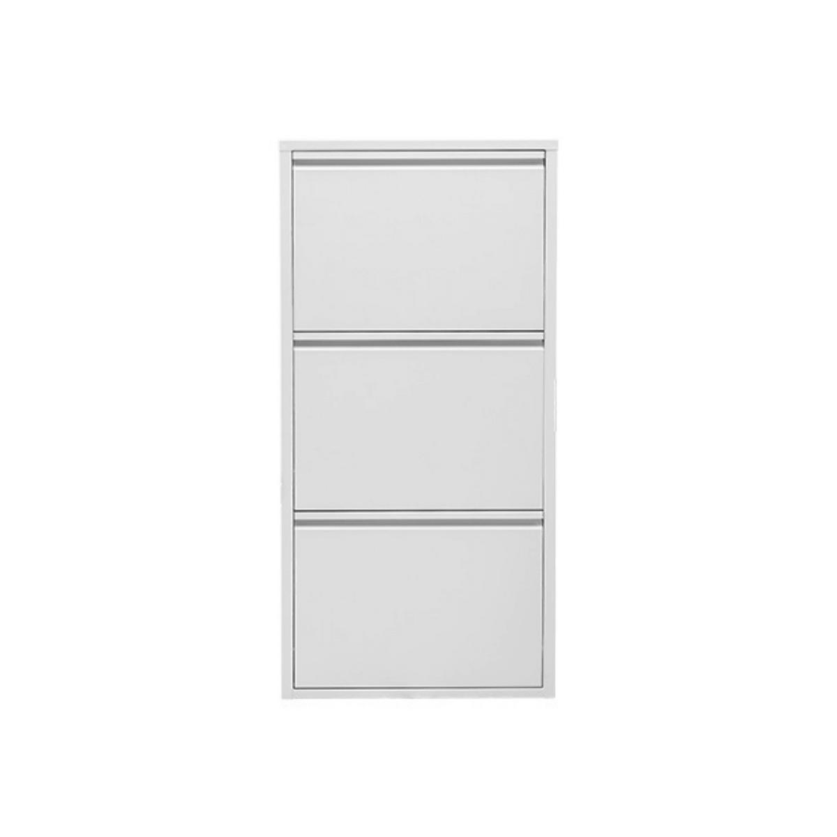 SCHUHSCHRANK schmal Metall mit Magnet 3 Klappen Weiß - Weiß, Metall (50/103/15cm) - Gowoll