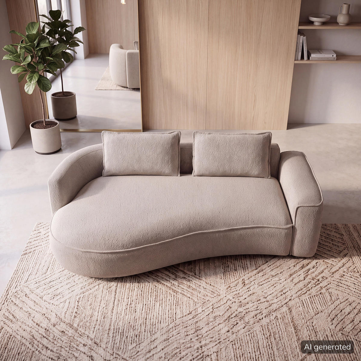 2,5-SITZER SOFA - Beige/Schwarz, Kunststoff/Textil (217/82/146cm) - home24