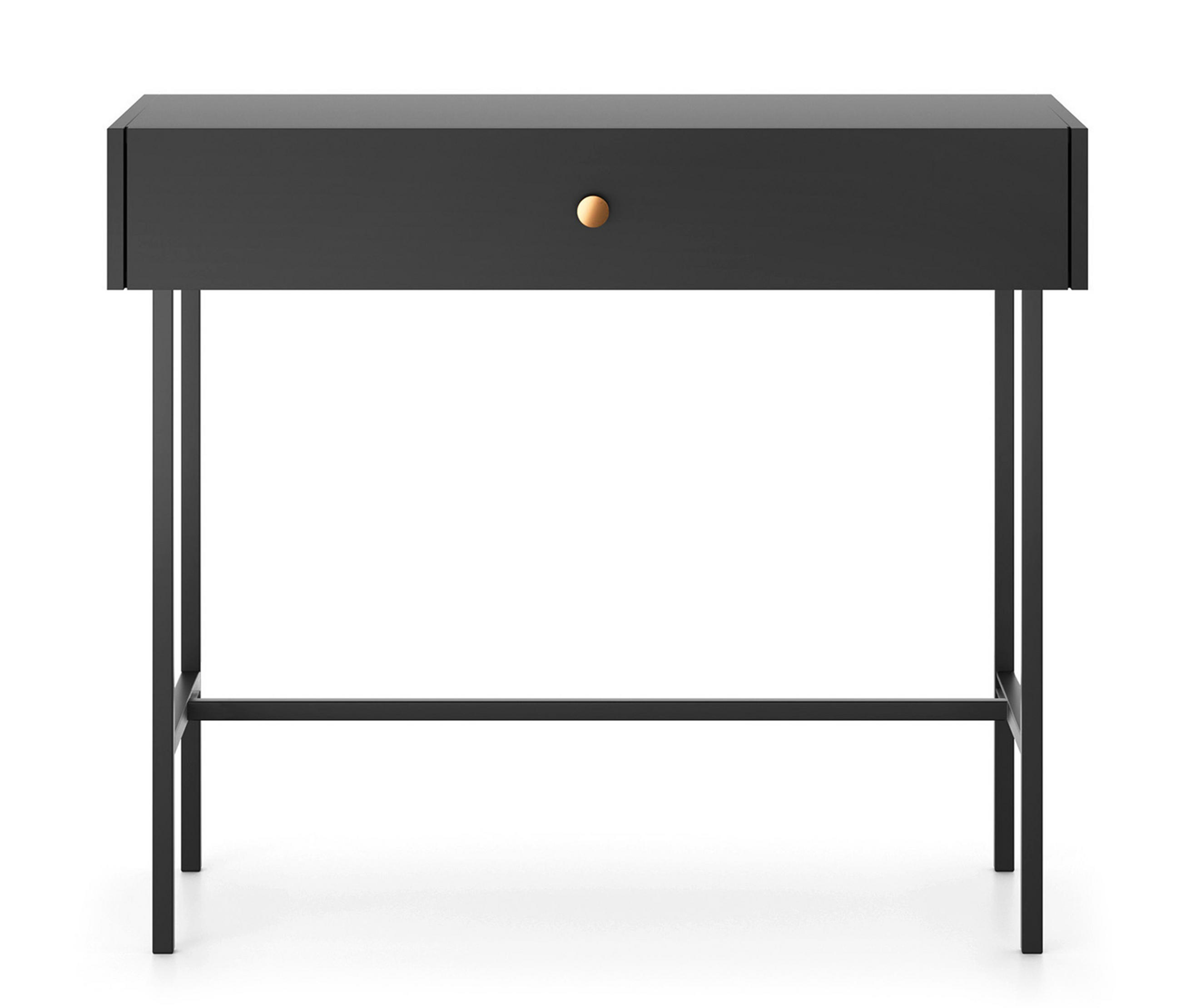 KONSOLENTISCH Dinley 1S Schwarz 93,2/79/39 cm – mit schwarzen Beinen im minimalistischen Design - Schwarz, Holzwerkstoff/Metall (39/93.2/79cm) - AX Living