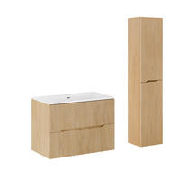 BADMÖBEL 80.2cm Isaline 2er-Set Helle Eiche - Braun, Holzwerkstoff (80.2/57/46cm) - Petits-meubles